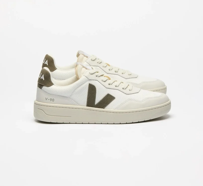 Tênis VEJA Feminino V-90 B-Mesh Branco Kaki VEJA - VERT Oficial