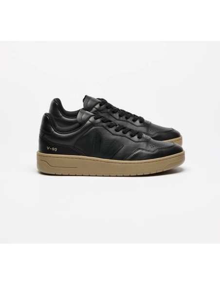 Tênis VEJA Feminino V-90 Couro Preto Dune VEJA - VERT Oficial