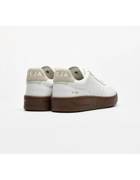 Tênis VEJA Feminino V-90 Couro Branco Pierre Almond VEJA - VERT Oficial
