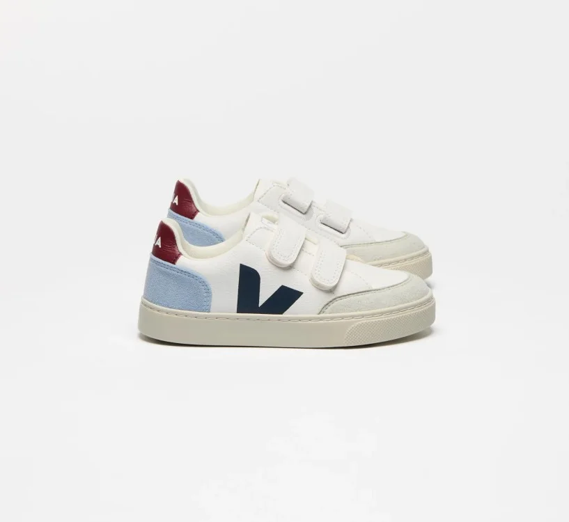 Tênis VEJA Infantil V-12 Júnior - Couro Branco Multico Steel VEJA - VERT Oficial