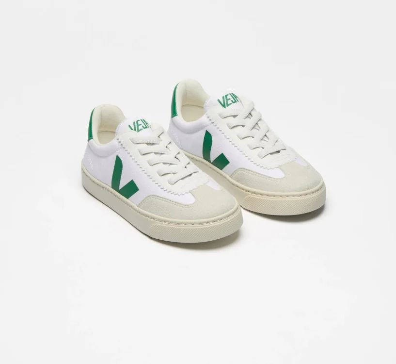 Tênis VEJA Infantil Volley Júnior - Lona Branco Emeraude VEJA - VERT Oficial 2
