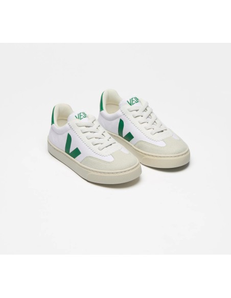 Tênis VEJA Infantil Volley Júnior - Lona Branco Emeraude VEJA - VERT Oficial