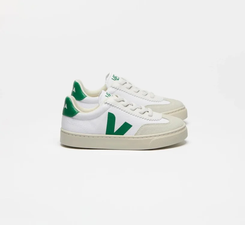 Tênis VEJA Infantil Volley Júnior - Lona Branco Emeraude VEJA - VERT Oficial