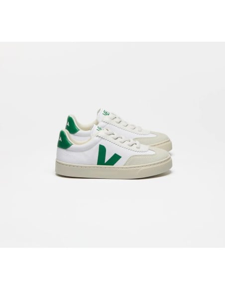 Tênis VEJA Infantil Volley Júnior - Lona Branco Emeraude VEJA - VERT Oficial