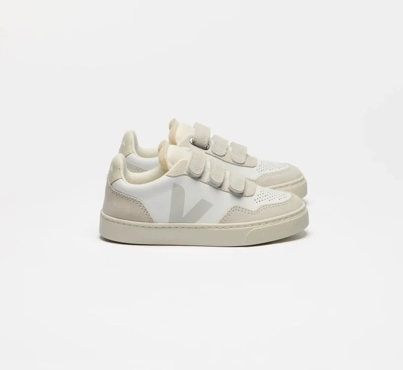 Tênis VEJA Infantil V-90 Júnior - Couro Branco Natural VEJA - VERT Oficial