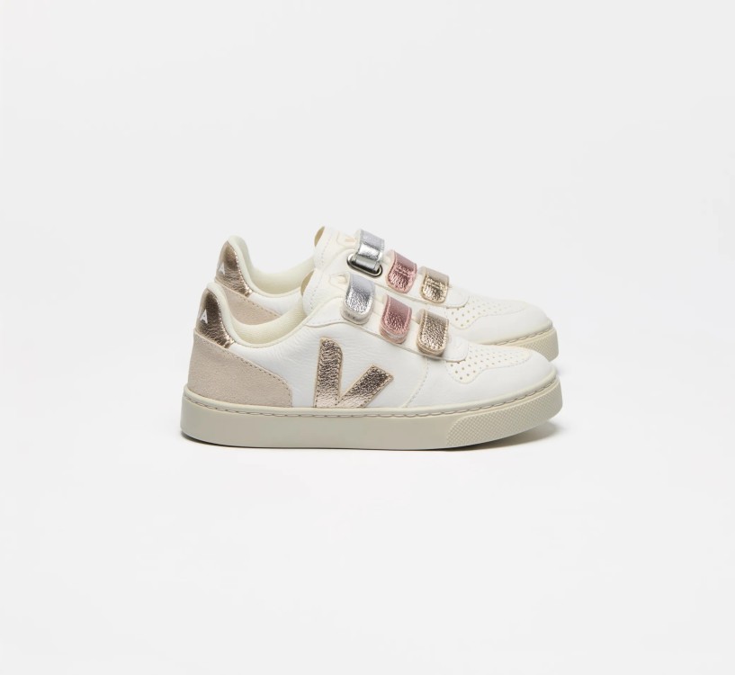 Tênis VEJA Infantil V-10 Júnior - Couro Multico Branco Shiny VEJA - VERT Oficial
