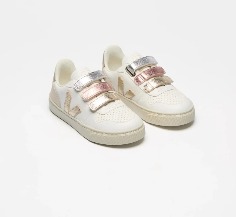 Tênis VEJA Infantil V-10 Júnior - Couro Multico Branco Shiny VEJA - VERT Oficial 2