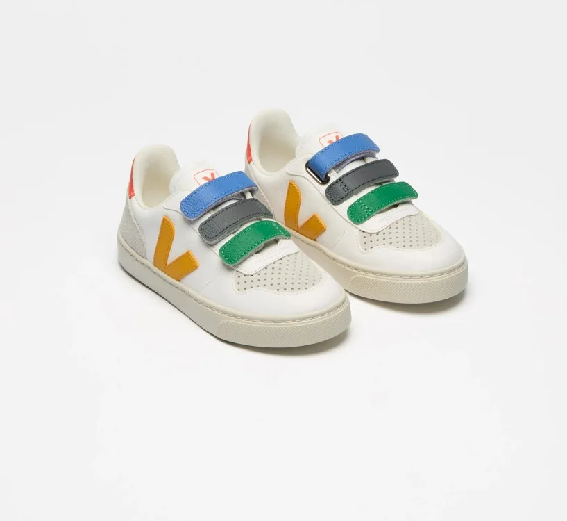 Tênis VEJA Infantil V-10 Júnior - Couro Multico Branco Ouro VEJA - VERT Oficial 2