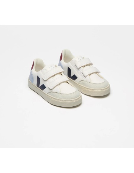 Tênis VEJA Infantil V-12 Mini - Couro Branco Multico Steel VEJA - VERT Oficial