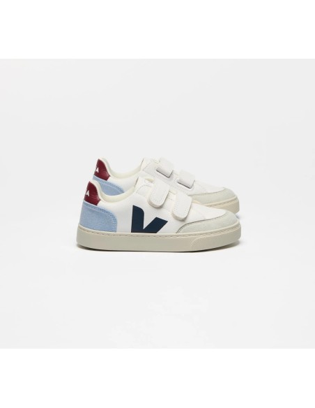 Tênis VEJA Infantil V-12 Mini - Couro Branco Multico Steel VEJA - VERT Oficial