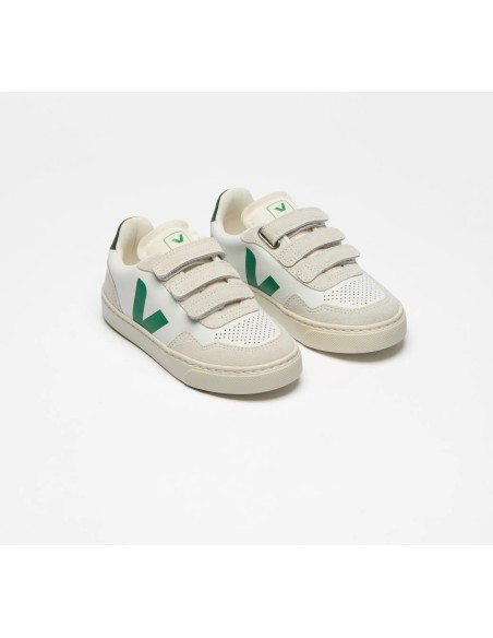 Tênis VEJA Infantil V-90 Mini - Couro Branco Emeraude VEJA - VERT Oficial