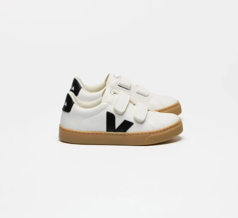 Tênis VEJA Infantil Esplar Júnior - Couro Branco Preto Natural VEJA - VERT Oficial