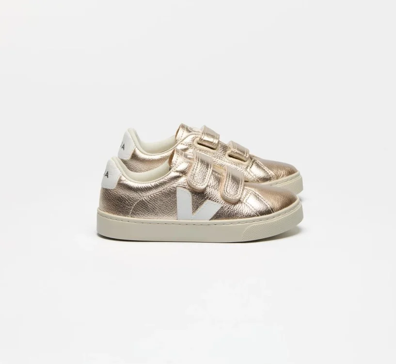 Tênis VEJA Infantil Esplar Mini - Couro Platine Branco VEJA - VERT Oficial