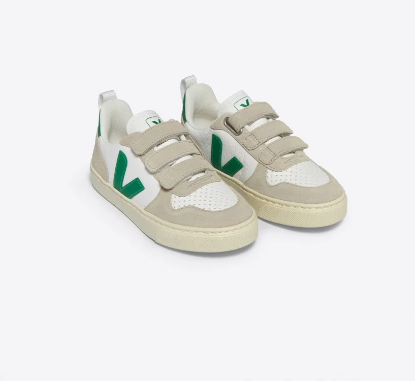 Tênis VEJA Infantil V-10 Couro Branco Emeraude VEJA - VERT Oficial 2