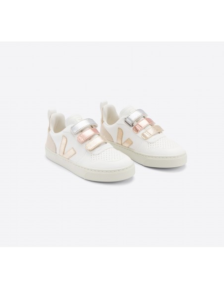 Tênis Infantil V-10 Couro Multico Branco Shiny VEJA - VERT
