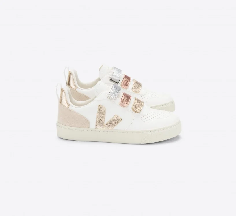 Tênis Infantil V-10 Couro Multico Branco Shiny VEJA - VERT