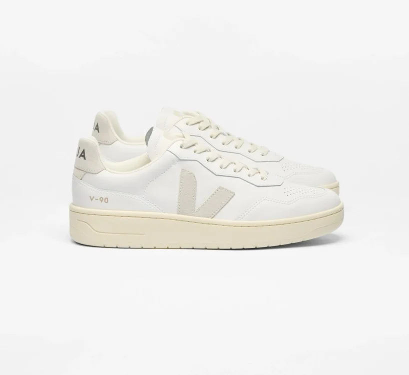 Tênis VEJA Masculino V-90 Couro Branco Natural VEJA - VERT Oficial