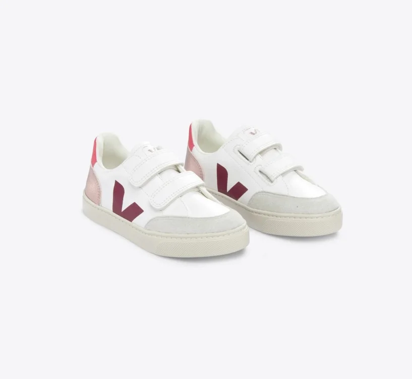 Tênis VEJA infantil V-12 couro branco multicolorido 2