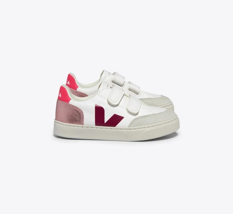 Tênis VEJA infantil V-12 couro branco multicolorido