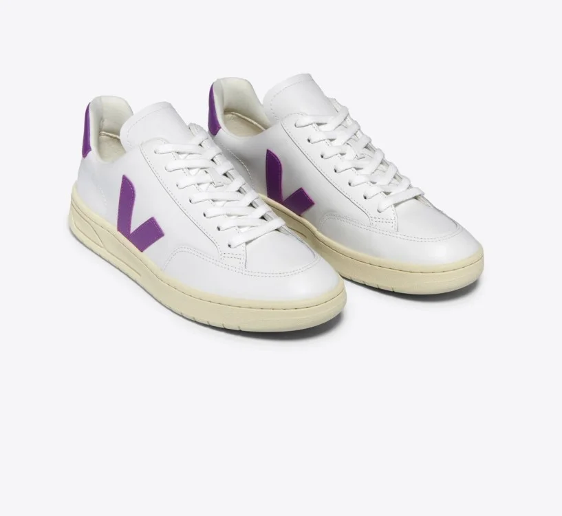 Tênis VEJA feminino V-12 branco com detalhe roxo - VEJA - VERT 2