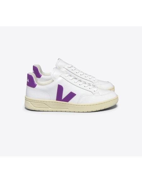 Tênis VEJA feminino V-12 branco com detalhe roxo - VEJA - VERT
