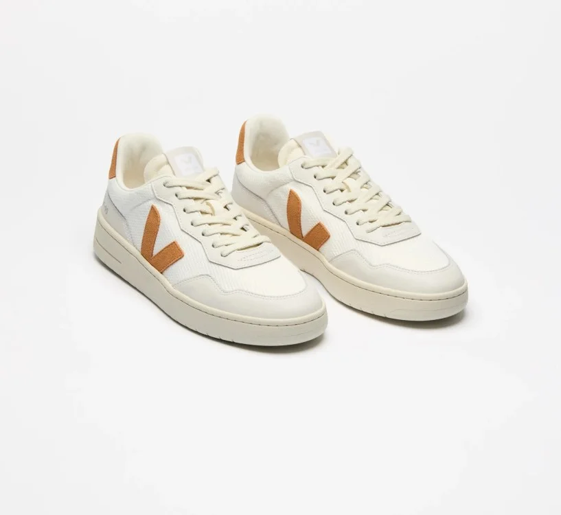 Tênis VEJA feminino V-90 branco com detalhe marrom - VEJA - VERT 2
