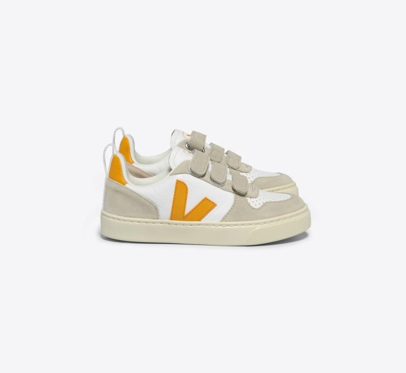 Tênis VEJA infantil V-10 couro branco ouro VEJA - VERT Oficial