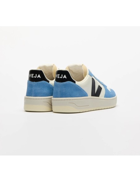 Tênis VEJA feminino V-10 couro preto e azul - Oficial