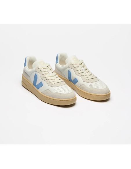 Tênis VEJA feminino V-90 couro branco e azul - Oficial