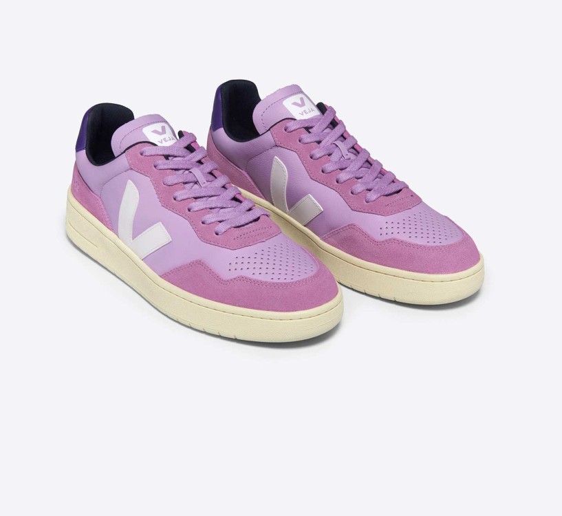 Tênis VEJA V-90 couro branco e lilás - Oficial 2