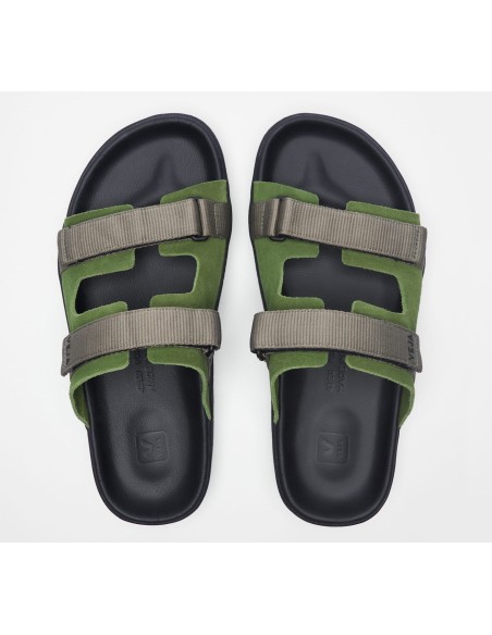 Sandália VEJA Feminina Arpoador suede verde e preta - VERT Oficial