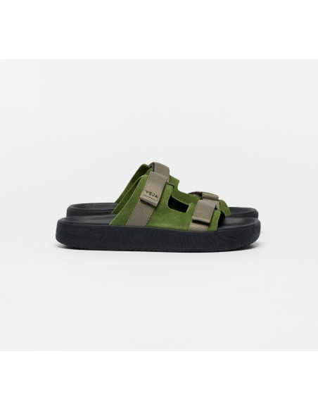 Sandália VEJA Masculina Arpoador suede verde e preta - VERT Oficial