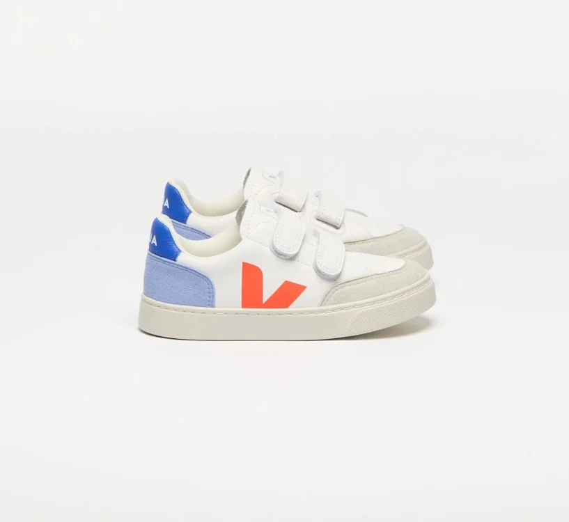 Tênis VEJA V-12 infantil mini branco multico laranja VEJA - VERT Oficial