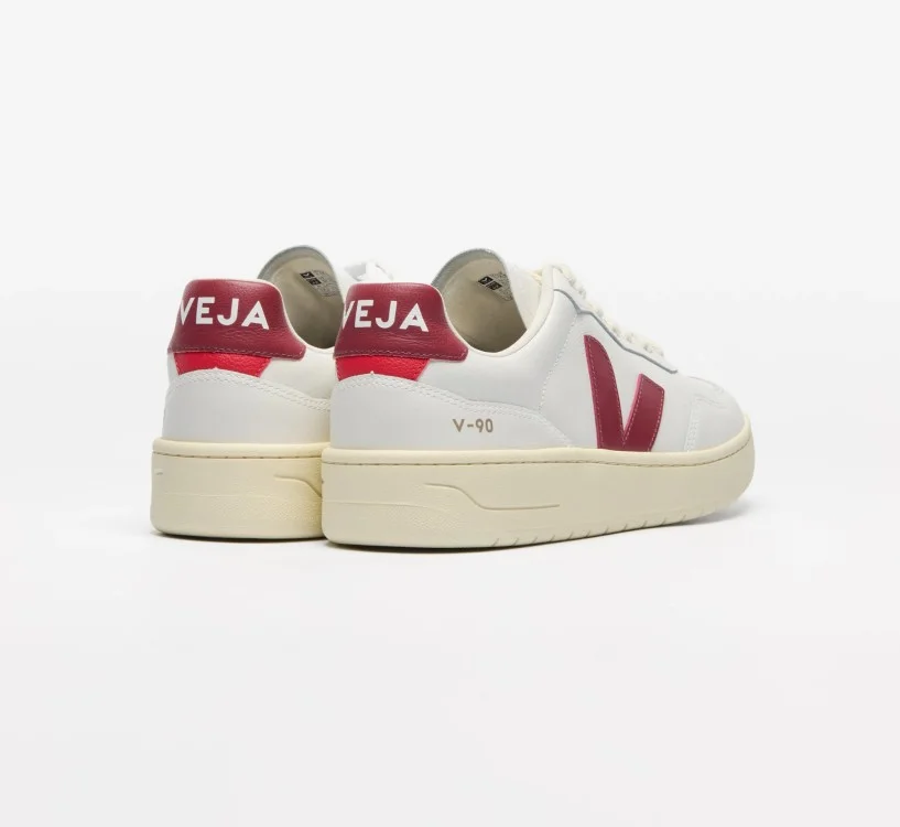 Tênis VEJA Masculino V-90 Couro Branco Marsala VEJA - VERT Oficial 2