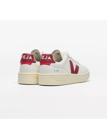 Tênis VEJA Masculino V-90 Couro Branco Marsala VEJA - VERT Oficial