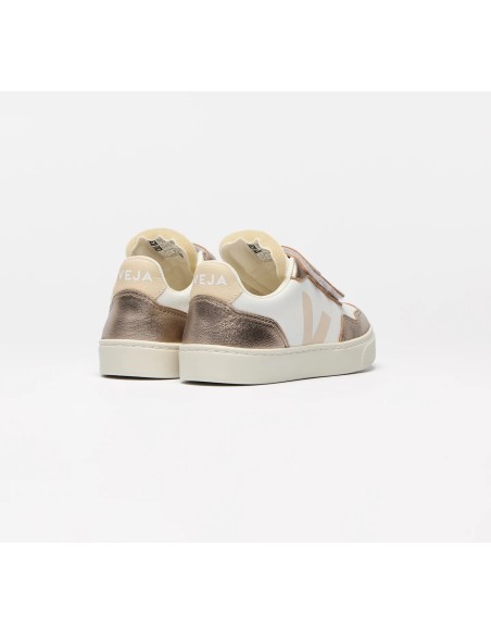 Tênis VEJA V-90 infantil mini branco e bronze VEJA - VERT Oficial