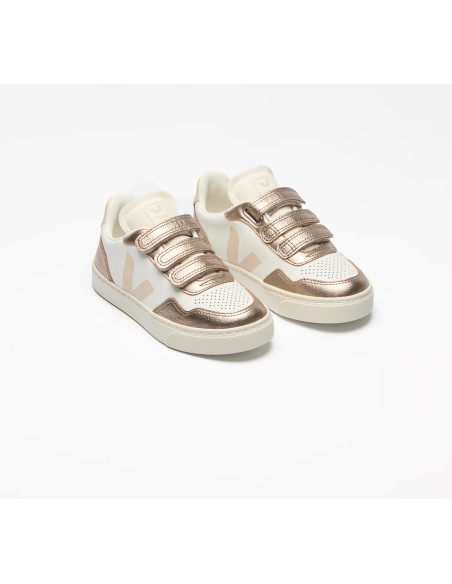 Tênis VEJA V-90 infantil mini branco e bronze VEJA - VERT Oficial