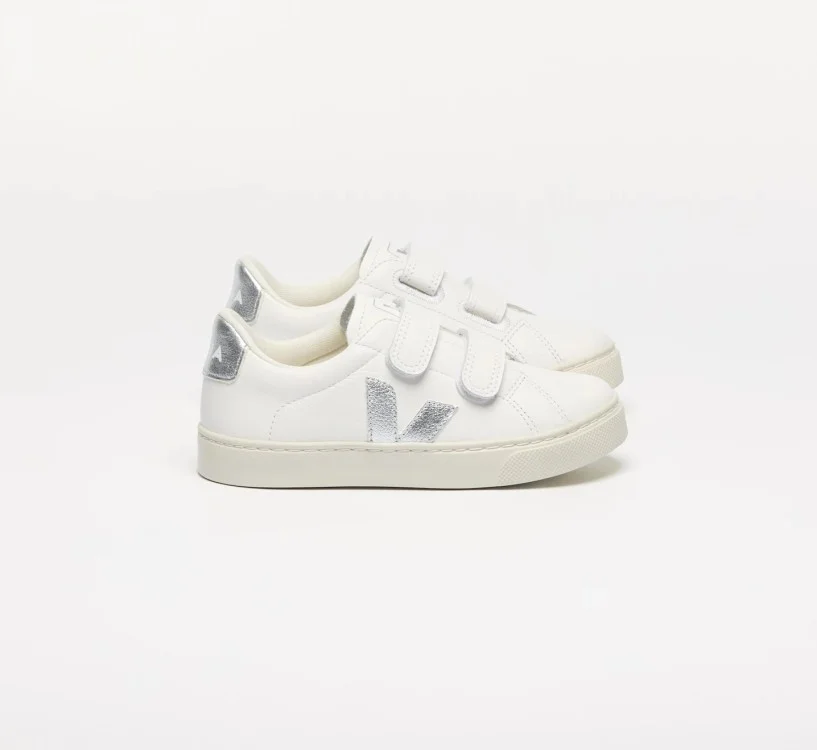 Tênis VEJA Esplar infantil mini couro branco e prata VEJA - VERT Oficial
