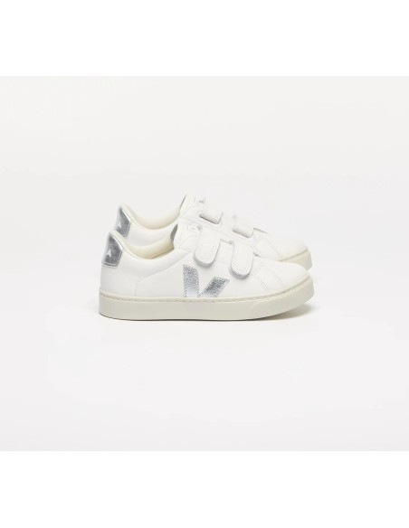 Tênis VEJA Esplar infantil mini couro branco e prata VEJA - VERT Oficial