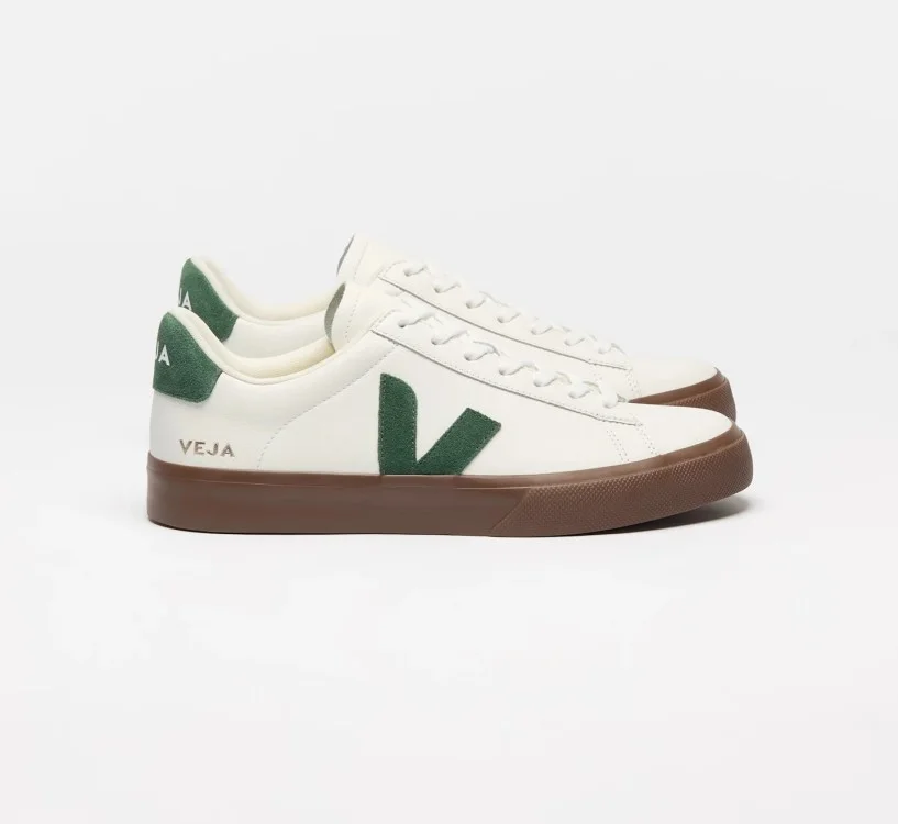 Tênis VEJA Feminino Campo couro branco e verde VEJA - VERT