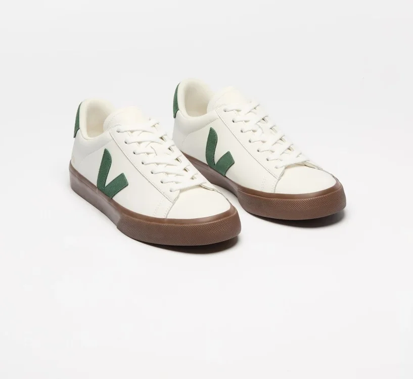 Tênis VEJA Feminino Campo couro branco e verde VEJA - VERT 2