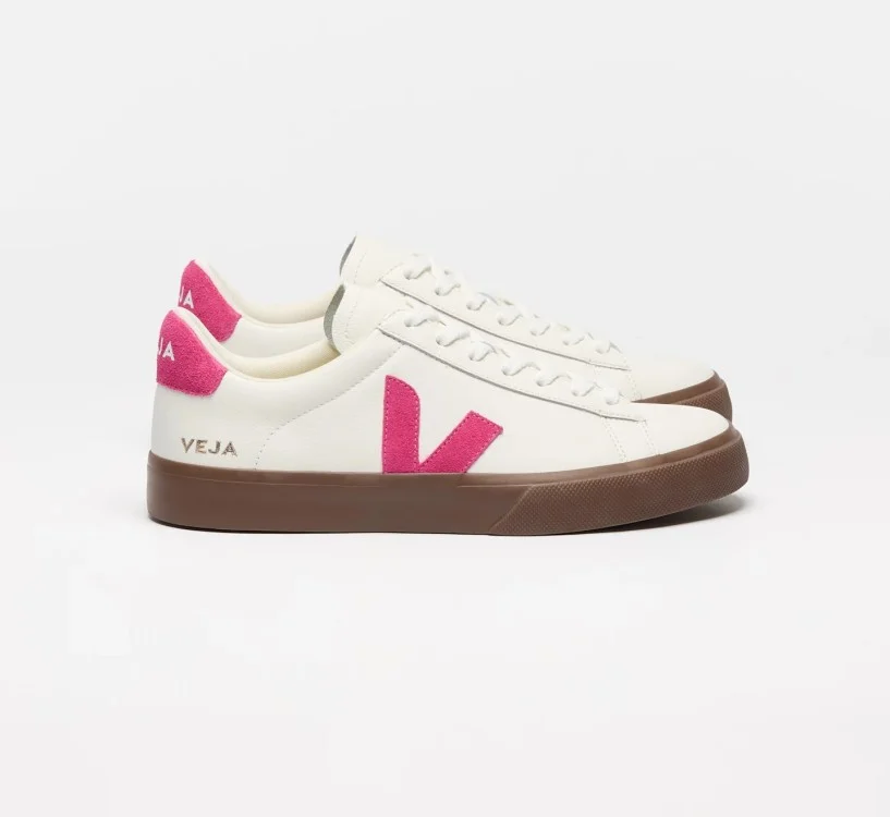 Tênis VEJA Campo Unissex couro branco e rosa VEJA - VERT