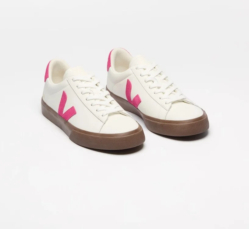 Tênis VEJA Feminino Campo couro branco e rosa VEJA - VERT 2