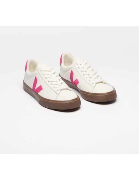 Tênis VEJA Feminino Campo couro branco e rosa VEJA - VERT