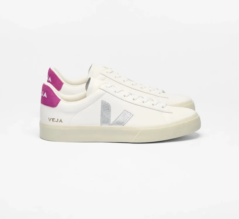 Tênis VEJA Feminino Campo couro branco e prata VEJA - VERT