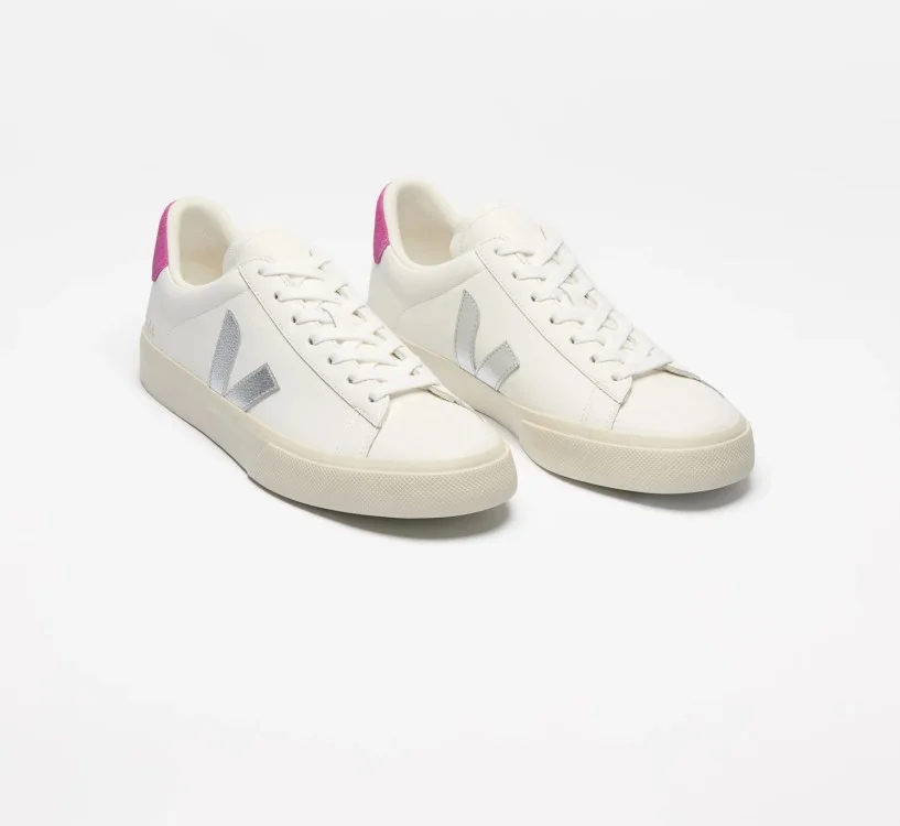 Tênis VEJA Feminino Campo couro branco e prata VEJA - VERT 2