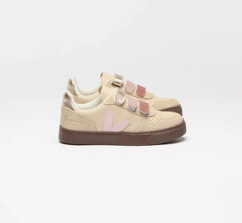 Tênis VEJA V-10 infantil bege e rosa VEJA - VERT Oficial