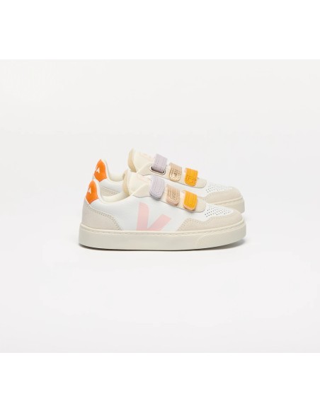 Tênis VEJA V-90 infantil júnior branco multicolor petale VEJA - VERT Oficial