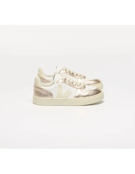 Tênis VEJA V-10 júnior couro branco e dourado VEJA - VERT Oficial