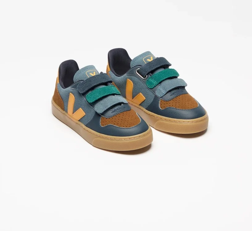 Tênis VEJA V-10 infantil mini camurça california e marrom VERT Oficial 2